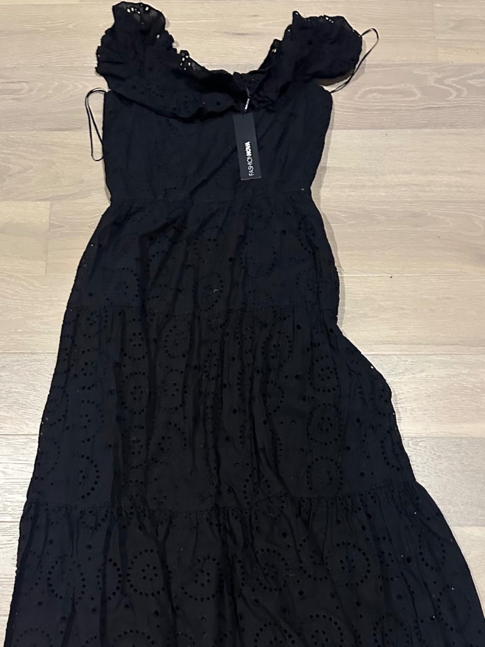 NWT black eyelet maxi dress